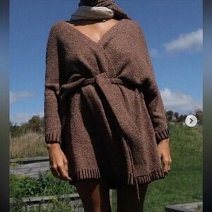 INDIGO LUNA KOMOREBI x HITOMI  Wrap CARDIGAN Brown Heavyweight One Size